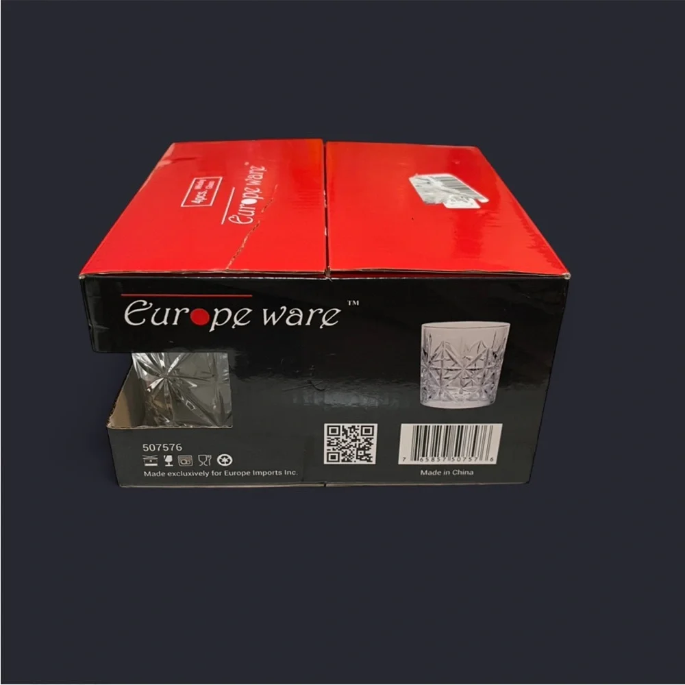 Europe Ware Set Of 4 Whiskey Glasses Cut Glass 12 oz Barware